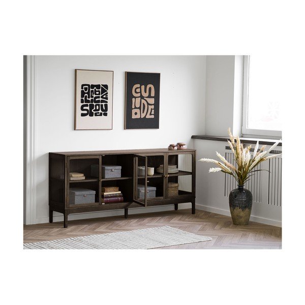 Тъмнокафява витрина от декор от дъб  180x80x40 cm Zamora – House Nordic-image-1