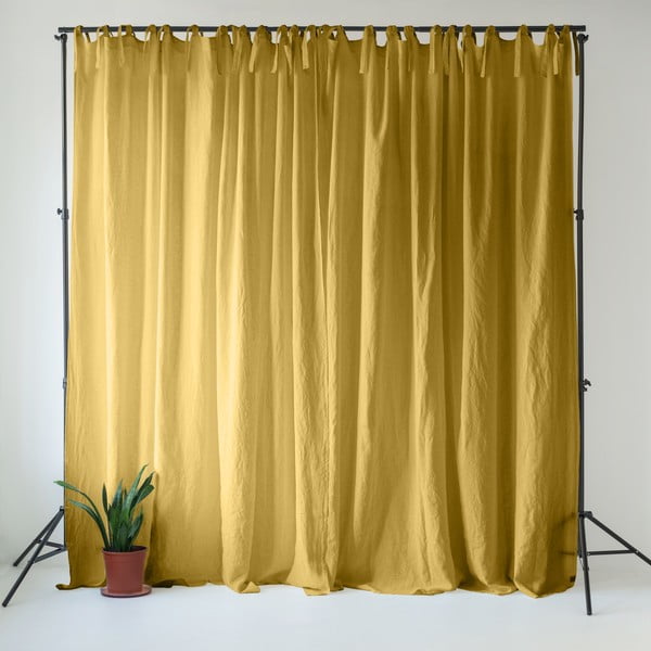 Жълто ленено перде 140x170 cm Lemon Curry – Linen Tales
