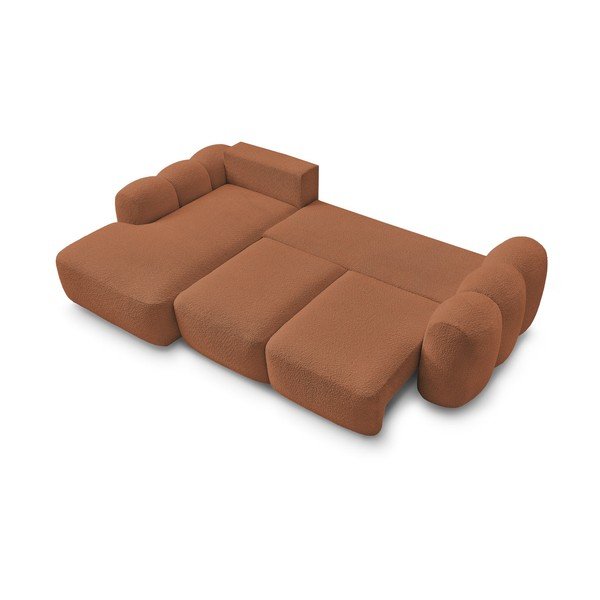 Оранжев сгъваем/с място за съхранение ъглов диван от прежда с примки от букле (ляв ъгъл) Montaigne – Bobochic Paris-image-4