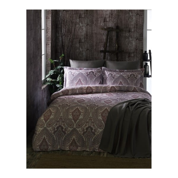 Спално бельо с памучен сатен чаршаф за двойно легло Sarayli, 200 x 220 cm - Unknown