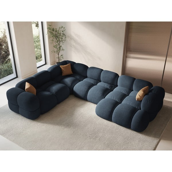 Тъмносин ъглов диван (ляв ъгъл/U форма) Loretto – Cosmopolitan Design-image-1