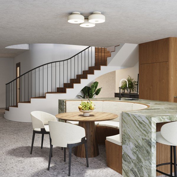 Кремаво осветително тяло за таван ø 30 cm Blacko – Sollux-image-3