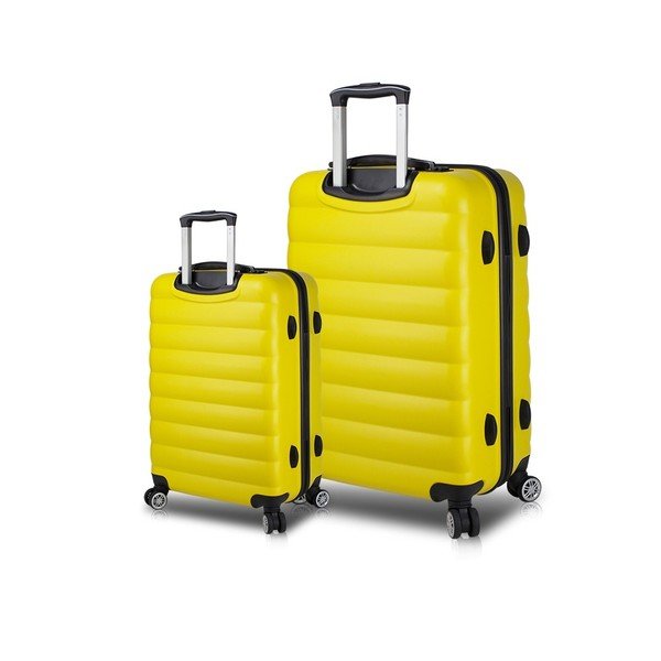 Комплект от 2 жълти куфара за пътуване на колела с USB портове My Valice RESSNO Cabin & Large - Myvalice