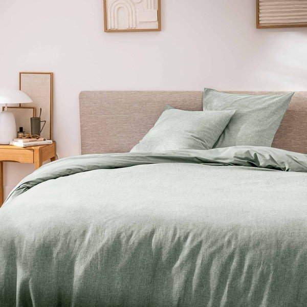 Зелено двойно /удължено 3 части памучно спално бельо 240x220 cm Meline – douceur d'intérieur-image-1