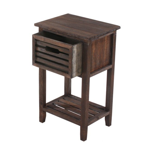 Hnědý dřevěný noční stolek na nožičkách Mendler Shabby-image-2