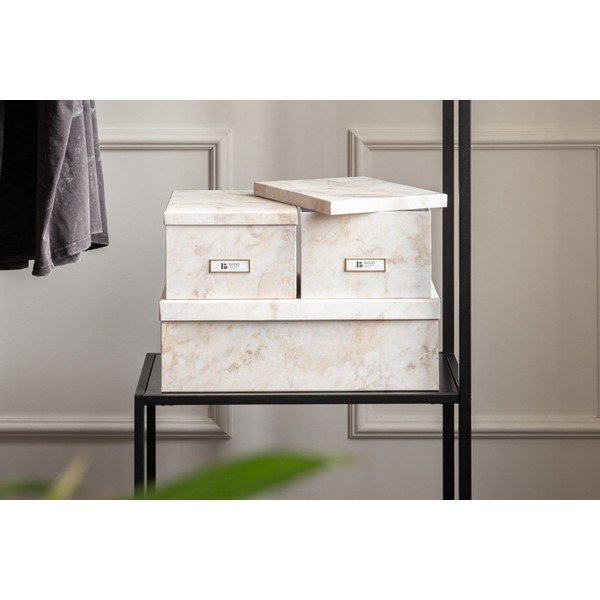 Бежови картонени кутии за съхранение в комплект 3 бр. с капаци 31x47x15,5 cm Inge Paper Laminate – Bigso-image-1