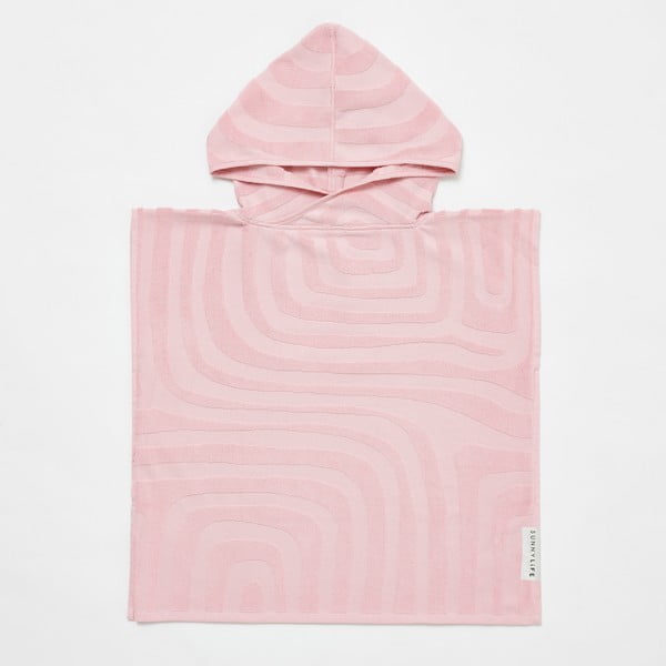 Розова бебешка плажна кърпа с качулка , 6-9 години Terry - Sunnylife