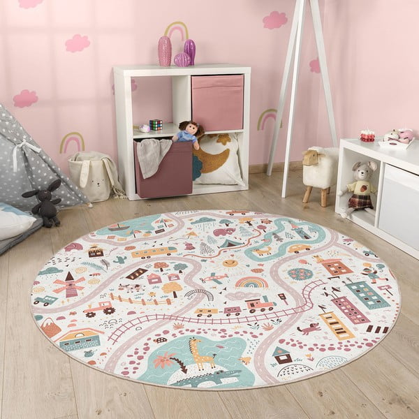 Детско килимче за игра подходящо за пране ø120 cm Furry World – Mila Home-image-4