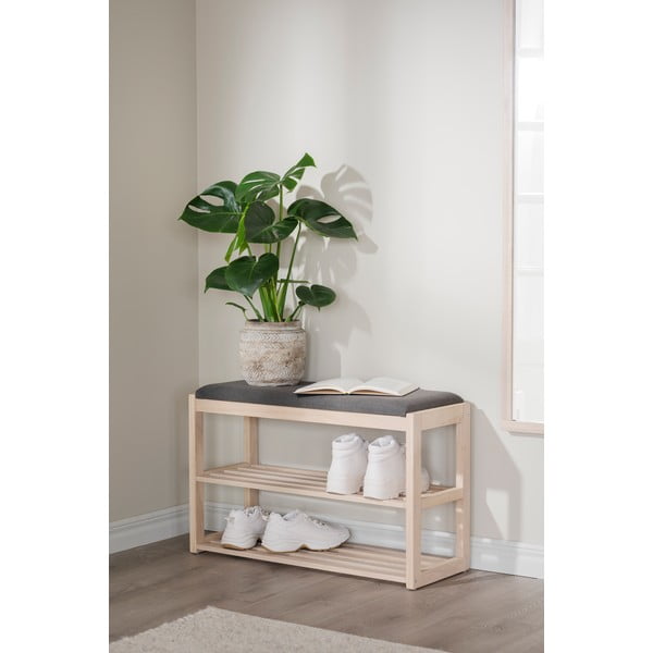 Черна стойка за обувки от масивен дъб за сядане Confetti – Rowico-image-4