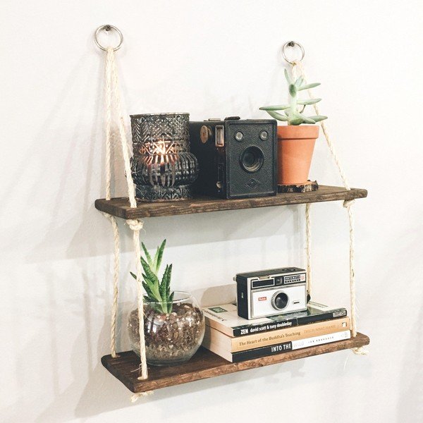 Дървен висящ рафт Stringy - Evila Originals-image-1