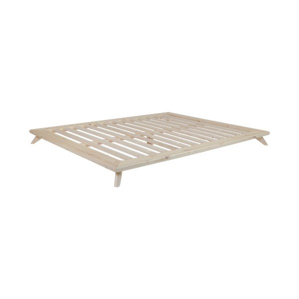 Dvoulůžková postel z borovicového dřeva s matrací Karup Design Senza Comfort Mat Natural Clear/Black, 160 x 200 cm-image-3
