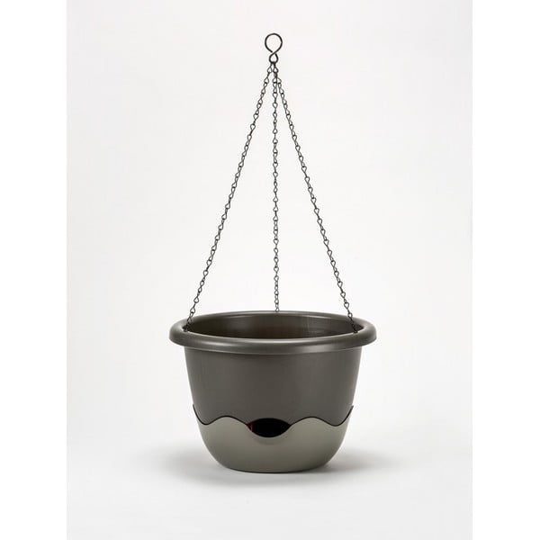 Сива самонапояваща се саксия, подходяща за окачване, с дължина 30 см Mareta - Plastia-image-1