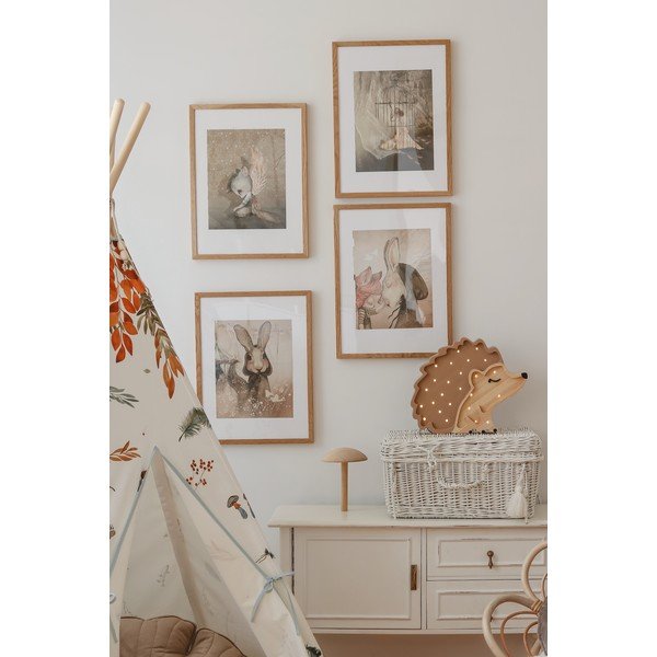 Кафява настолна лампа от борова дървесина, дължина 30 cm Hedgehog - Little Lights-image-4