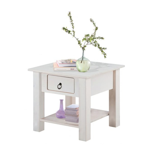 Bílý noční stolek z borovicového dřeva Støraa Klein