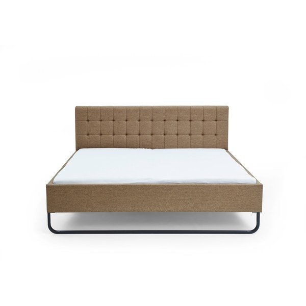 Светлокафяво двойно легло 180x200 cm тапицирано без ламелно дъно Lambada – Meise Möbel-image-2