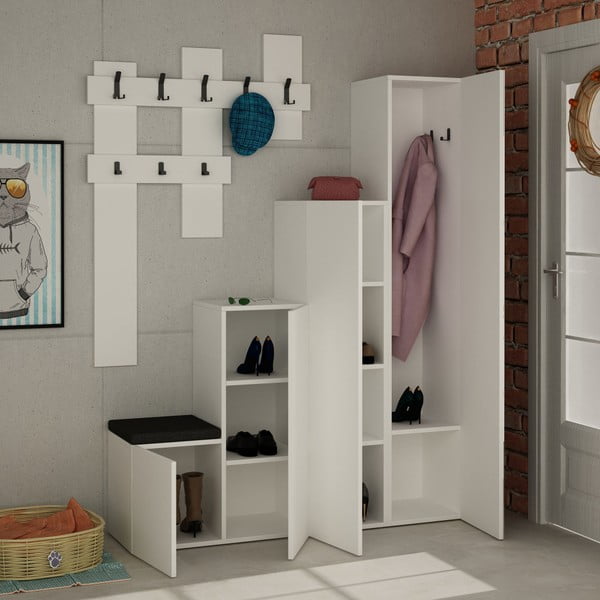 Set bílé skříně a nástěnného věšáku Homitis Up-image-1