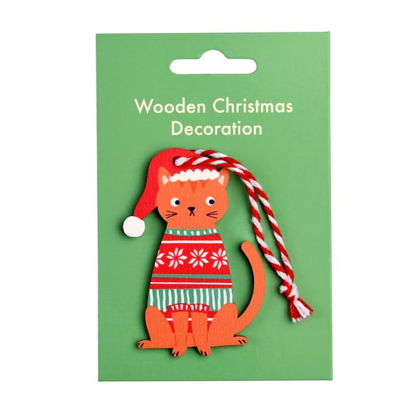 Дървена коледна украса 5 cm Ginger Cat – Rex London-image-2