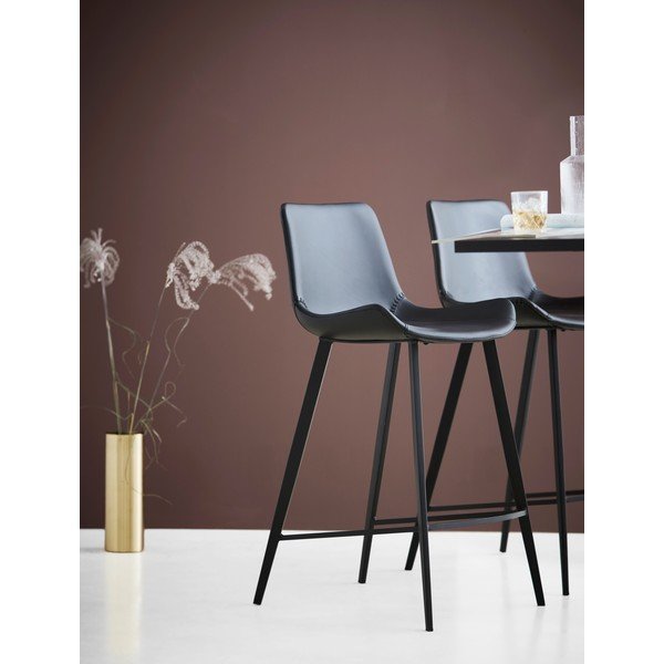 Бар стол от черна изкуствена кожа Hype - DAN-FORM Denmark-image-1