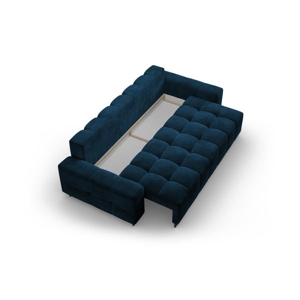 Син кадифен разтегателен диван с място за съхранение 250 cm Wicklow – Cosmopolitan Design-image-3