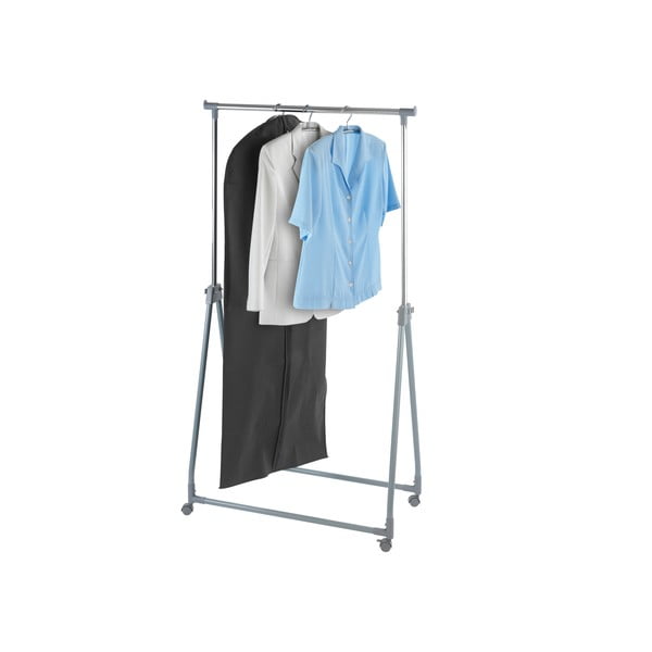 Сив метален телескопичен подвижен стелаж за дрехи, сгъваем - Wenko-image-3