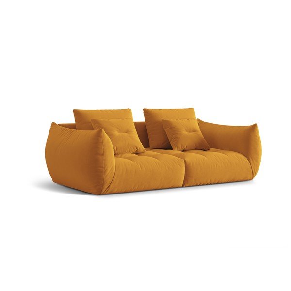 Жълт кадифен диван 232 cm Bloom – Micadoni -image-2
