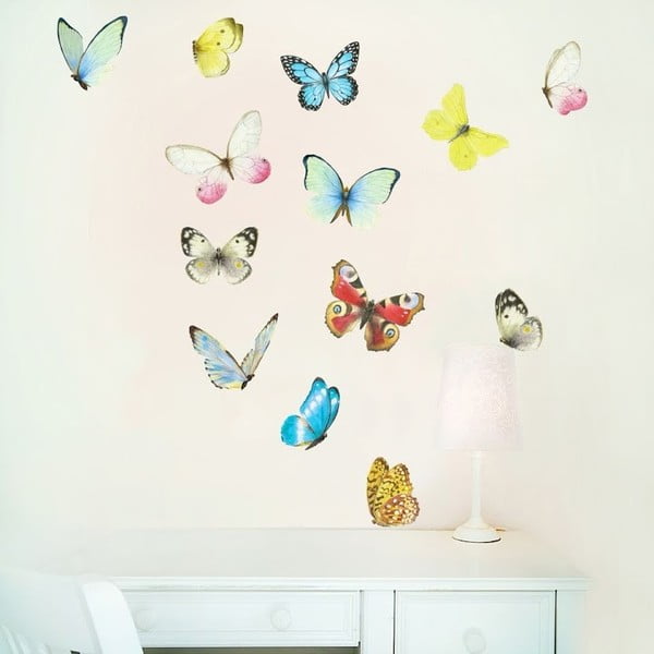 Znovu snímatelná samolepka Watercolor Butterflies M