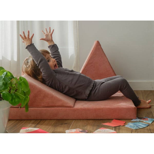 Светлорозово велурено игрище от пяна 75x41x7 cm Bloque Montessori – Little Nice Things-image-1