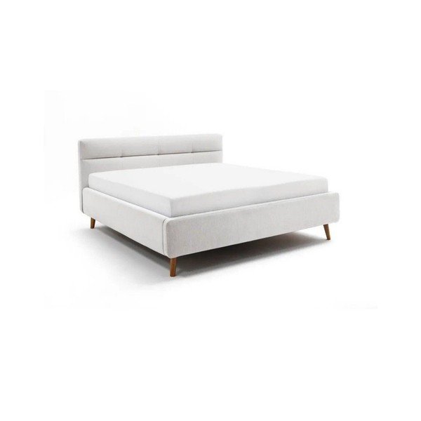 Светлосиво двойно легло 160x200 cm тапицирано с място за съхранение с включена подматрачна рамка Lotte – Meise Möbel