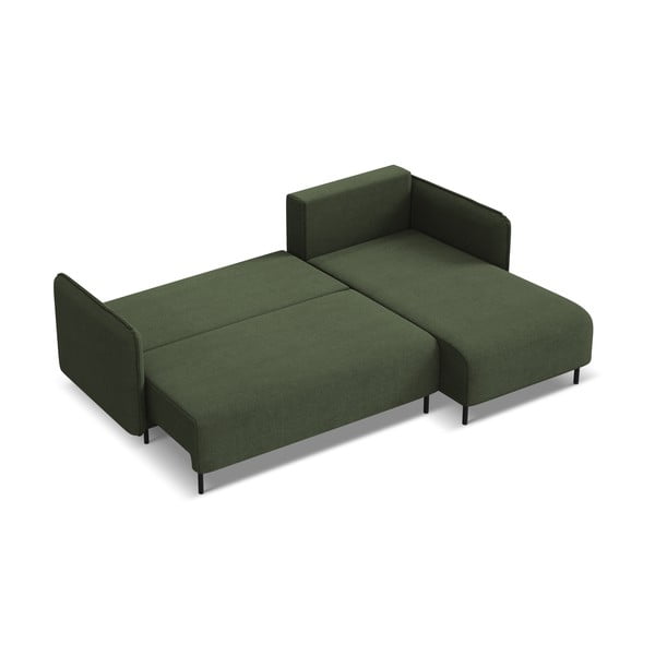 Зелен разтегателен ъглов диван с място за съхранение (десен ъгъл) Luana – Makamii-image-2