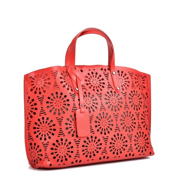 Červená kožená kabelka Mangotti Bags Lulia-image-4