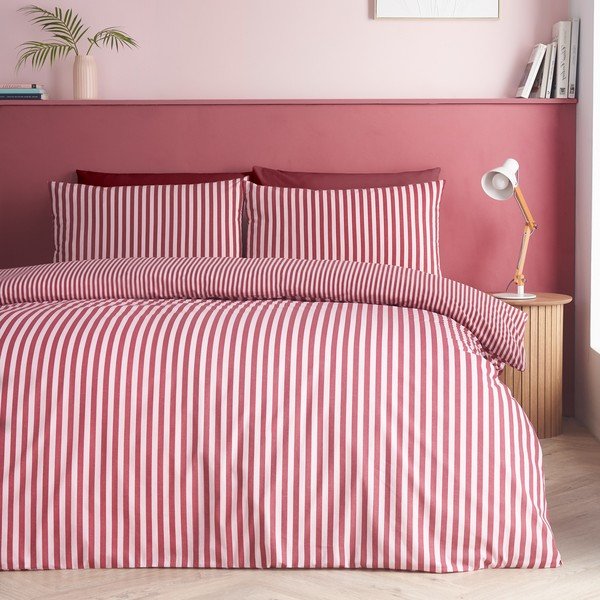 Бордо единично  спално бельо 135x200 cm Epping Textured Stripe – Catherine Lansfield