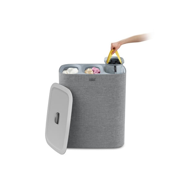 Кош за пране от сив плат 90 l Tota Trio - Joseph Joseph-image-3