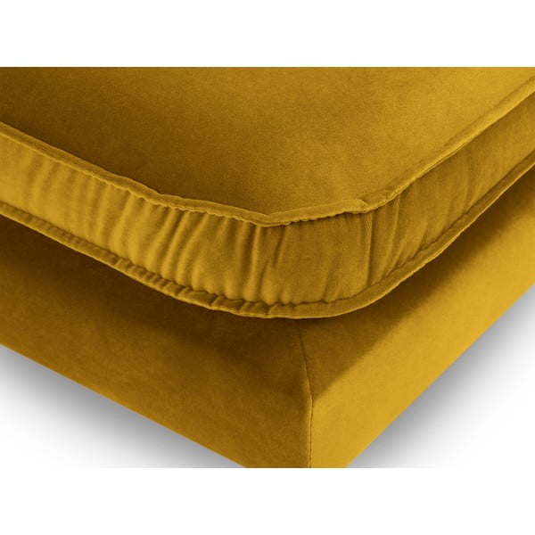 Табуретка за крака от жълто кадифе с черни крака Lento - Kooko Home-image-3