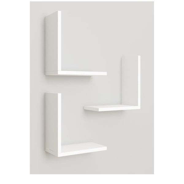 Бели рафтове в комплект от 3 Wesley - Kalune Design