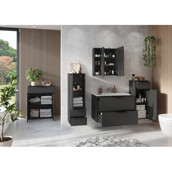 Висок висящ шкаф за баня в антрацитен цвят 71x95 cm Crandon - Germania-image-4