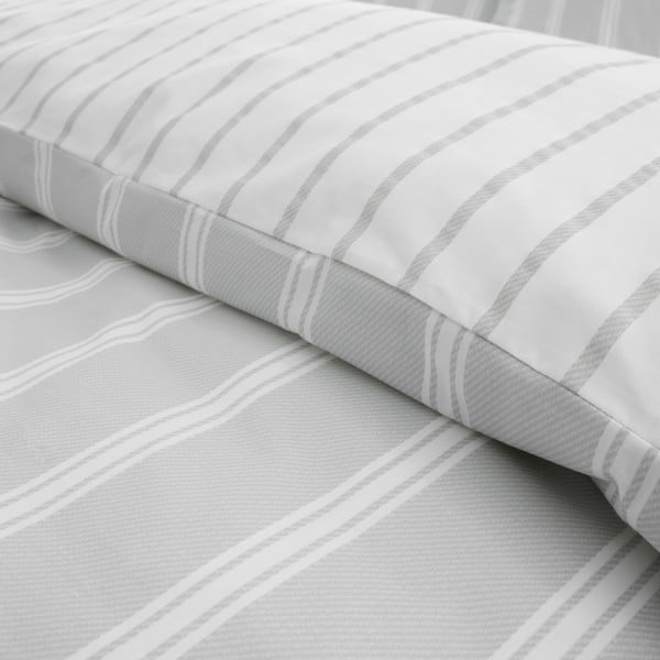 Сиво двойно  памучно спално бельо 200x200 cm Ashford Stripe – Bianca-image-4