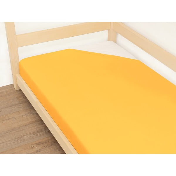 Оранжев памучен чаршаф Джърси, 90 x 200 cm - Benlemi