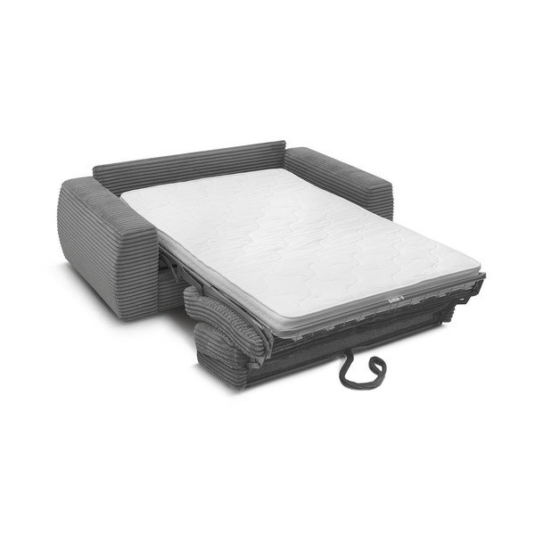 Тъмносив диван за ежедневно спане/сгъваем от рипсено кадифе 220 cm Hugo – Bobochic Paris-image-3