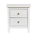 Бяло нощно шкафче от масивна борова дървесина с 2 чекмеджета Berna - Marckeric