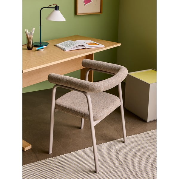 Бежови тапицирани трапезни столове в комплект с подлакътници 2 бр. Ecto – Hübsch-image-1