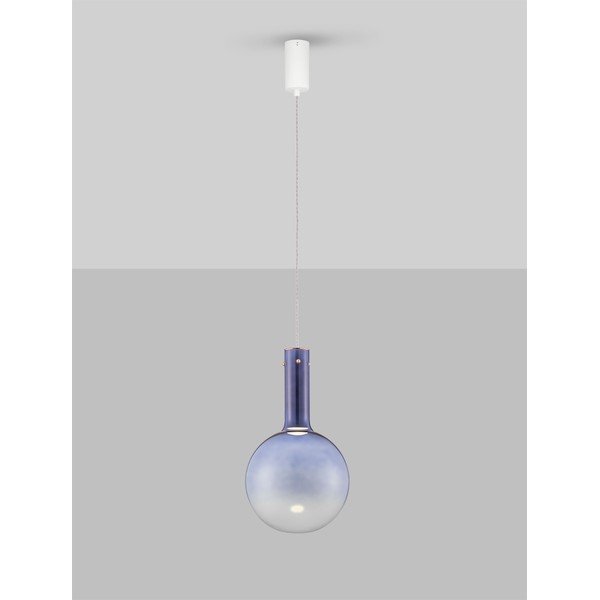 Синьо  стъклено LED затъмняващо се висящо осветително тяло ø 25 cm Nostos – Nova Luce-image-4