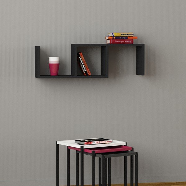 Černá nástěnná police Dibi, šířka 91,5 cm-image-1