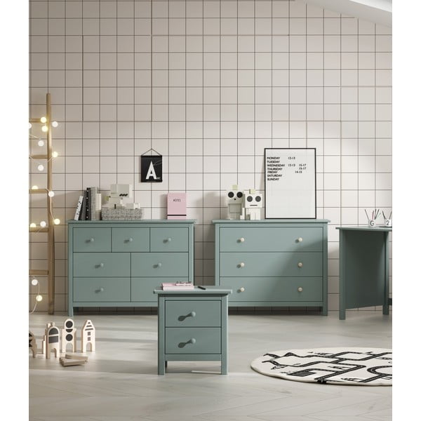 Детско нощно шкафче от борова дървесина в цвят бензин Max - Marckeric-image-1