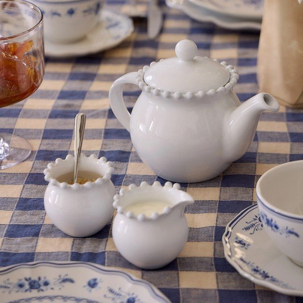 Бял глинен чайник с цедка 500 ml Pearl – Costa Nova-image-1