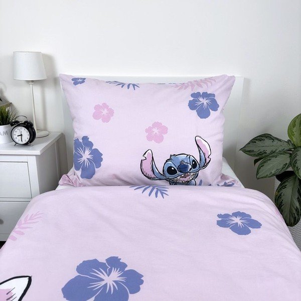 Светлорозово единично  памучно детско спално бельо 140x200 cm Lilo & Stitch "Pink" – Jerry Fabrics-image-4