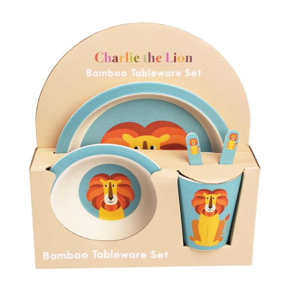 Детски комплект бамбукови прибори за хранене Charlie the Lion - Rex London