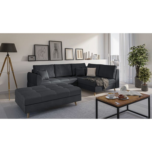 Тъмносива табуретка за крака Ariella - Ropez-image-2