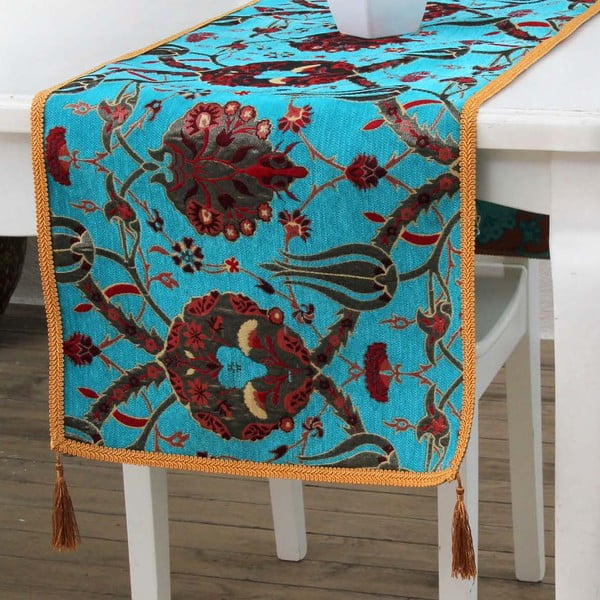 Běhoun na stůl Mode, 40x150 cm, modrohnědý ornament