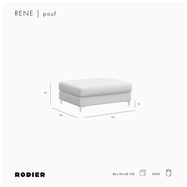 Кафява кадифена табуретка Rene – Rodier-image-4