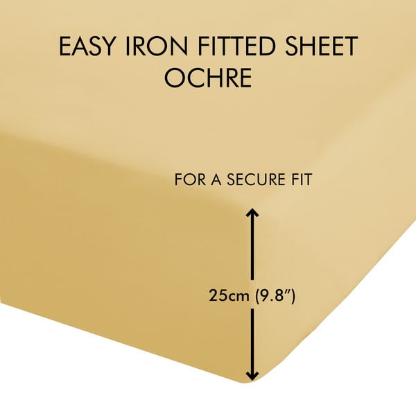 Жълт еластичен чаршаф от перкал 90x190 cm Easy Iron Percale – Catherine Lansfield-image-3